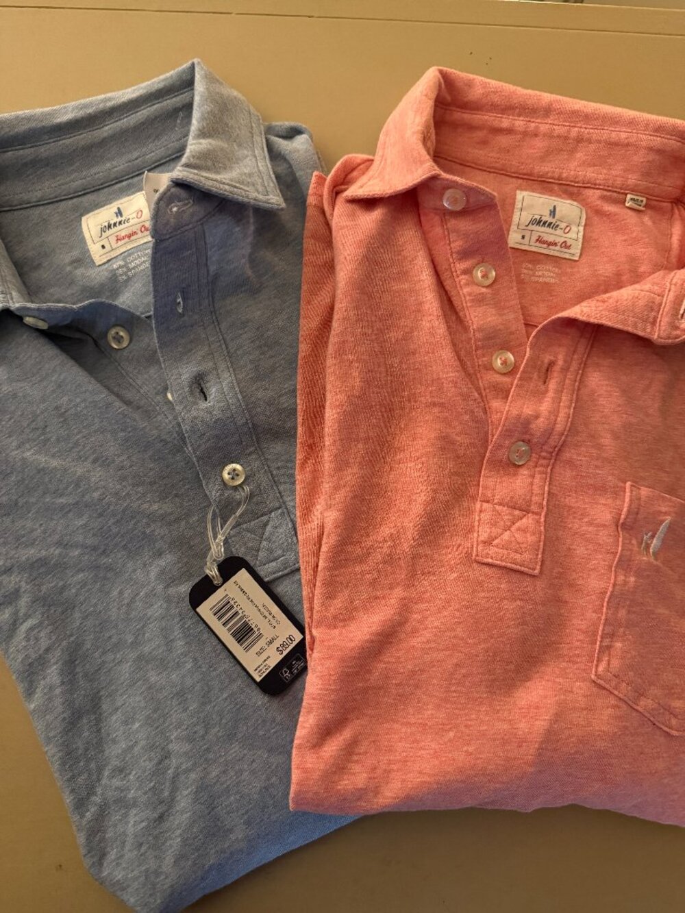 Johnnie-O Hangin' Out Heathered Original Polo - Coral Pink - Small Like New